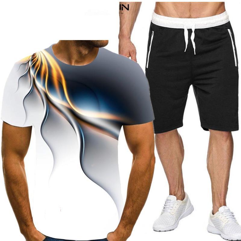 

Men's Tracksuits Casual Summer Sports Suit Short Sleeve T-shirt + Shorts Fashion 2 Sets, Tt317