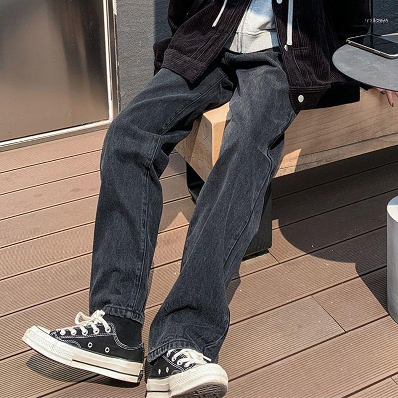 

Women' Pants & Capris Woman Autumn Black Jeans Korean Fashion Female All-match Casual Straight Pant Elastic Waist Oversize Women Clothes, Gray