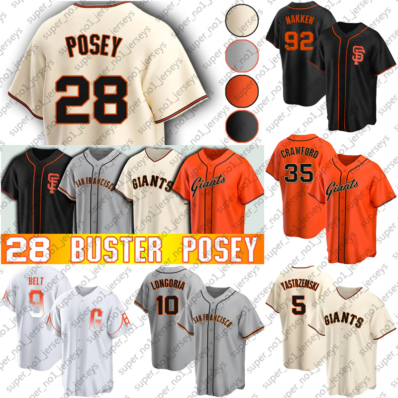 

San Francisco 28 Buster Posey Brandon Crawford Jersey Baseball Mike Yastrzemski Belt Alex Cobb Wood Curt Casali Jerseys Evan Longoria Joc Pederson Flores, Man custom jersey (jr)