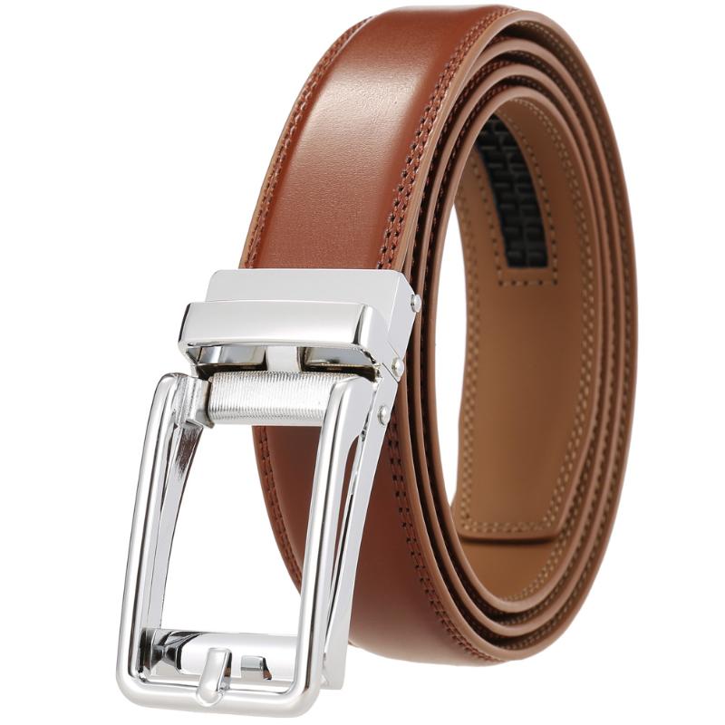 

Belts Adjustable Ratchet Men Luxury Business Design Automatic Alloy Buckle Cow Leather Belt, Black