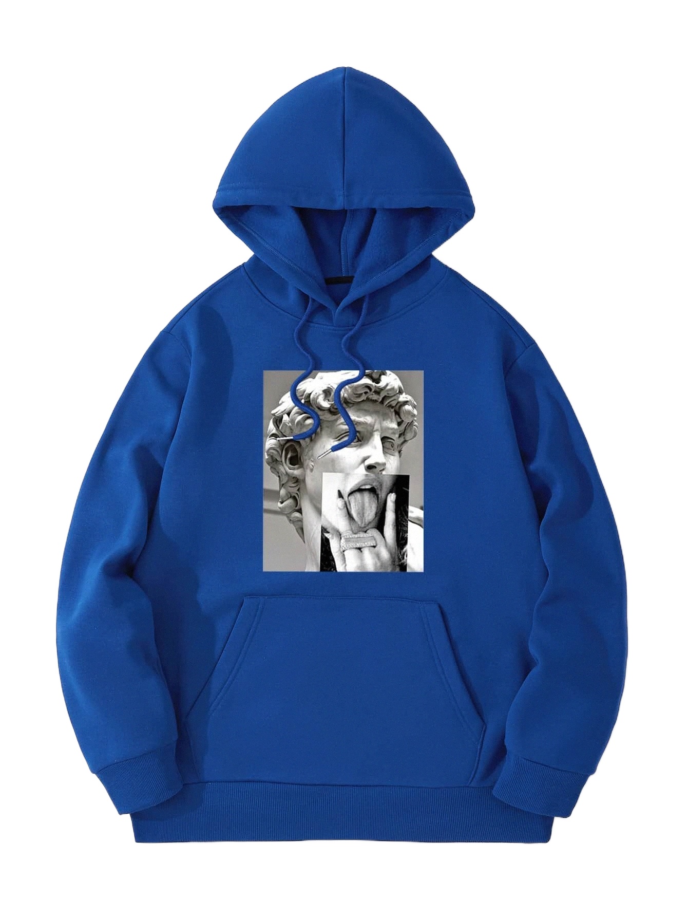 

men Sculpture And Figure Graphic Kangaroo Pocket Drawstring Thermal Lined Hoodie Q2GE#, Royal blue