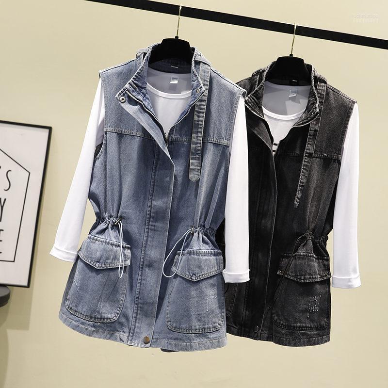 

Women's Vests 2022 Spring Autumn Korean Loose Denim Vest Vintage Waistcoat Large Size Ladies Sleeveless Jacket Fashion Slim Tank Top K770 Lu, Black