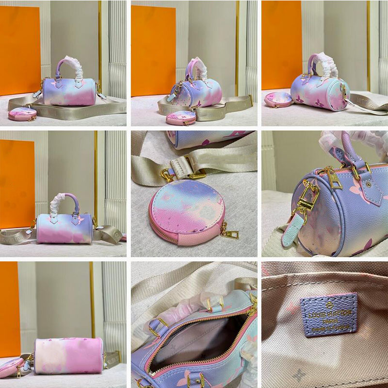 

HH Papillon BB Gradient Print Shoulder Bags 2pcs Designer Luxury By The Pool Handbags with Coin Purses Women's Fashion Shopping Bag Lady Clu, Pink