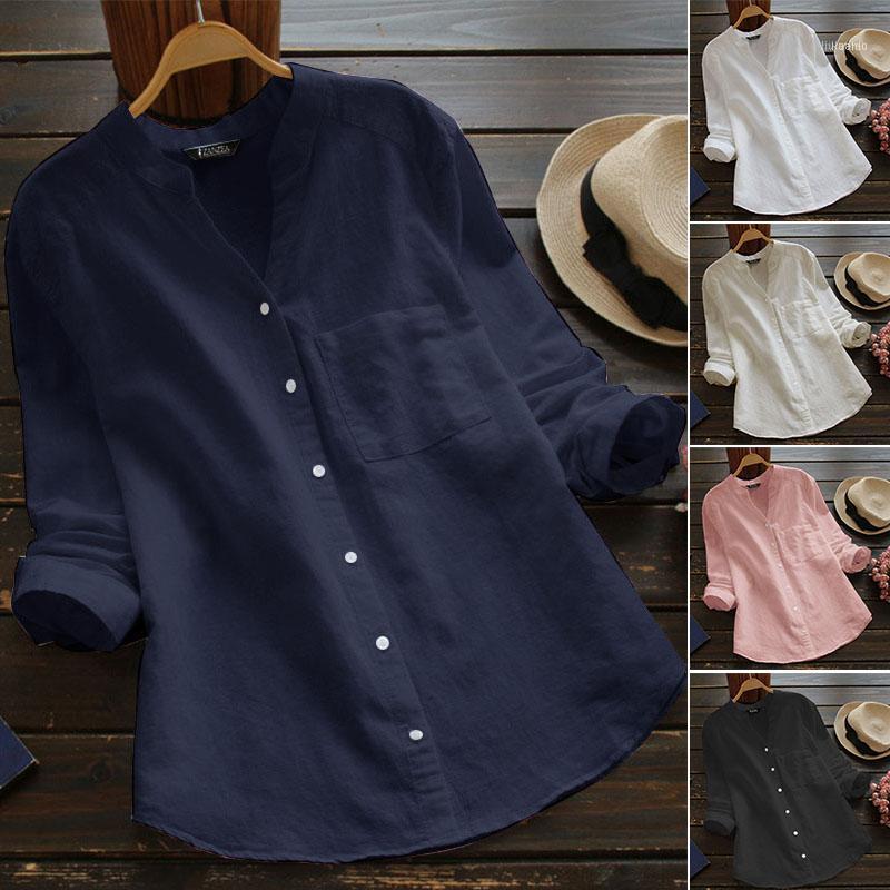

Women's Casual Blouse Elegant Linen Shirts Long Sleeve Tops 2022 Spring Female Button Blusas Solid Plus Size Tunic 5XL Blouses &, Beige
