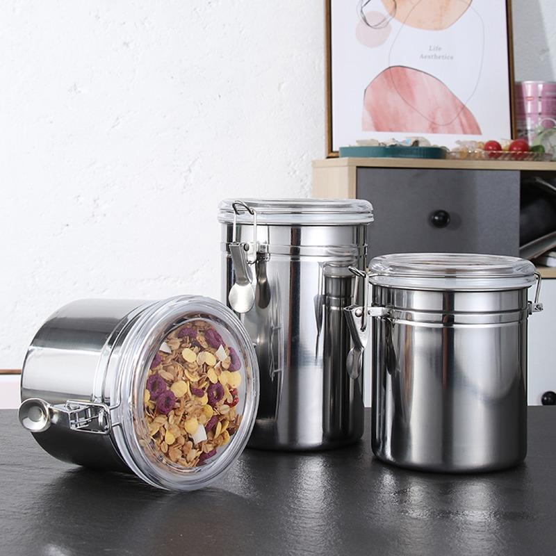 

Storage Bottles & Jars 0.4L-1.7L Stainless Steel Airtight Coffee Container Canister Set For Rice Tea Spices Herbs (Free Send Scoop)