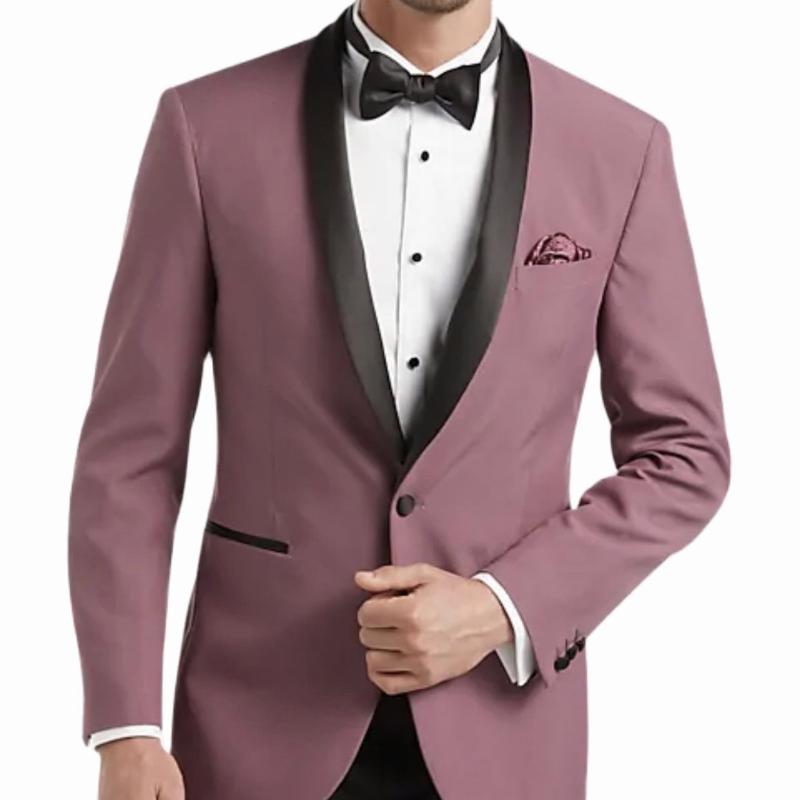 

Men's Suits & Blazers Dusty Rose Men Black Shawl Lapel One Button Wedding Tuxedo Terno Masculino Prom Groom 2 Pcs Slim Fit Blazer Jacket Pan