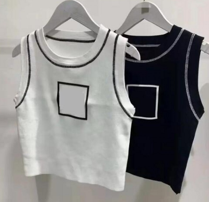 

Designer women knits T-shirt Ladies Top Tank Brand Cotton Sexy Embroidered Camisole Letter Short Sleeve Navel Tight, White