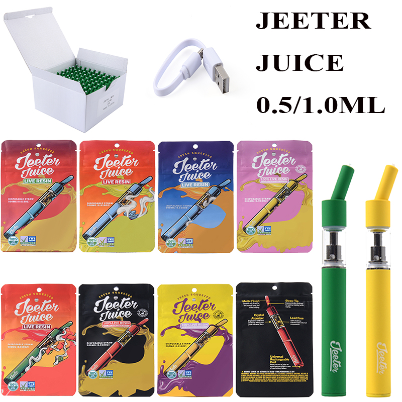 

JEETER Juice Rechargeable E-cigarettes 0.5ml 10 Colors Disposable Vapes Pen E cigarettes Device Pods Kits 180mAh Vape Pens Micro With Bottom USB Connectors
