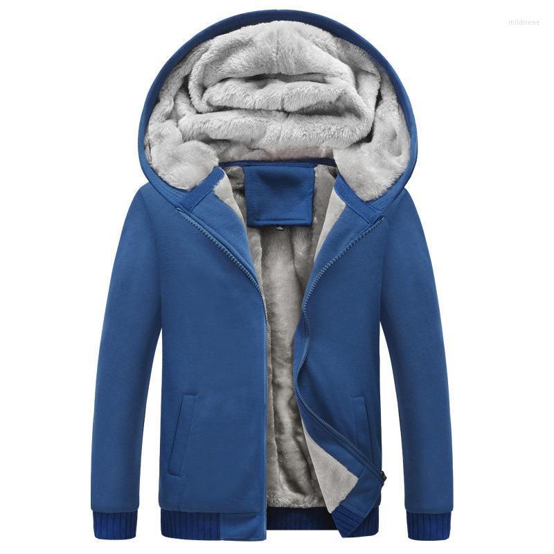 

Men's Hoodies & Sweatshirts Men's Warm Jacket Hooded Sweater Plush Lining Thick Fleece Cardigan JacketMen's Mild22, Red
