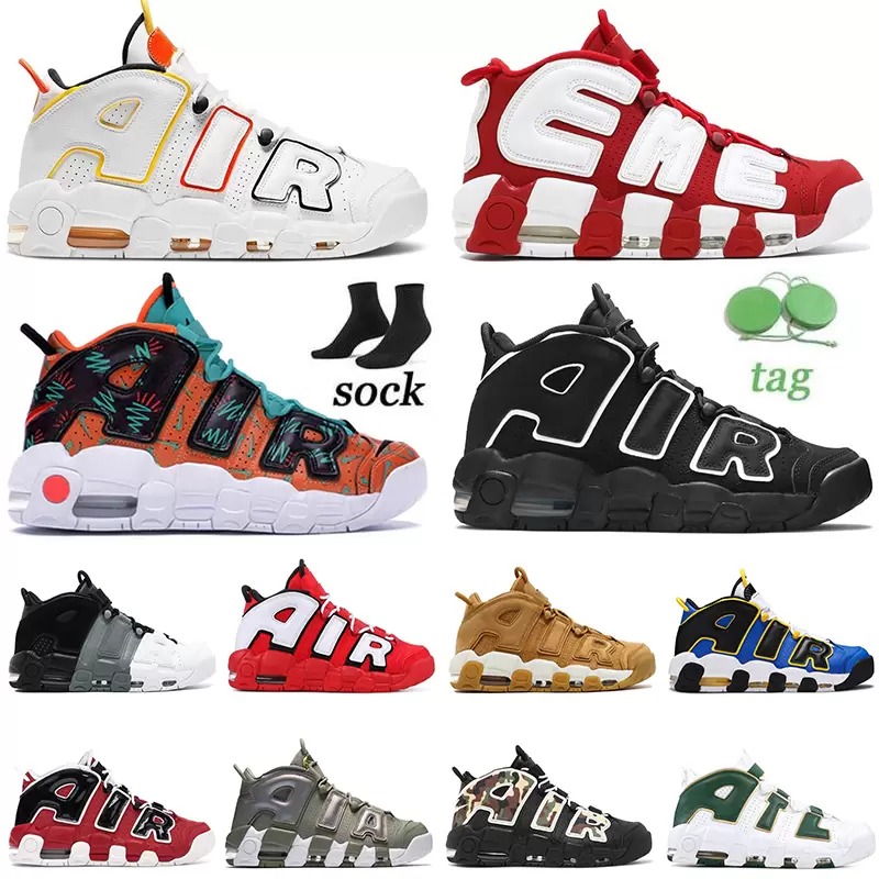 

2022 with Socks More Basketball Shoes Mens Woman Uptempos Scottie Pippen Unc White Varsity Red Green Multi-color Black Bulls University Blue, 32