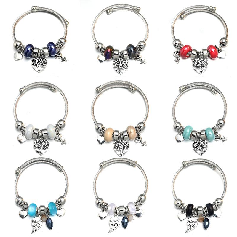 

Bangle Tree Of Life Love Flower Beaded Bracelet Jewelry 6 Colour Adjustable Bangles Romantic Accessories Fashion Women