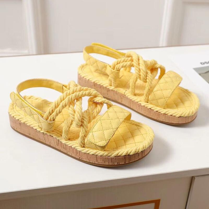 

Sandals Rope Gladiator Slippers Luxury Design Women Summer Slids Outdoor Beach Genuine Leather Casual Party Dress Shoes, As show