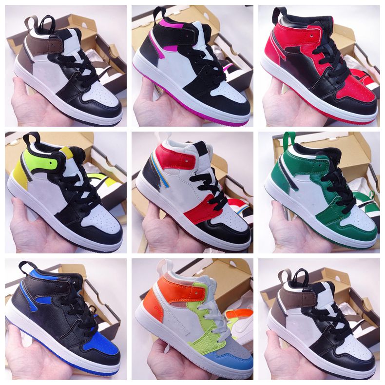 

Luxury Designer Infants 1s 1 Toddler Kids Basketball sport Shoes Kid Breathable Shoe Trainers boy girl rubber Volt Gold Cactus Flower Dark Mocha baby Sneakers 22-35, Shoes box