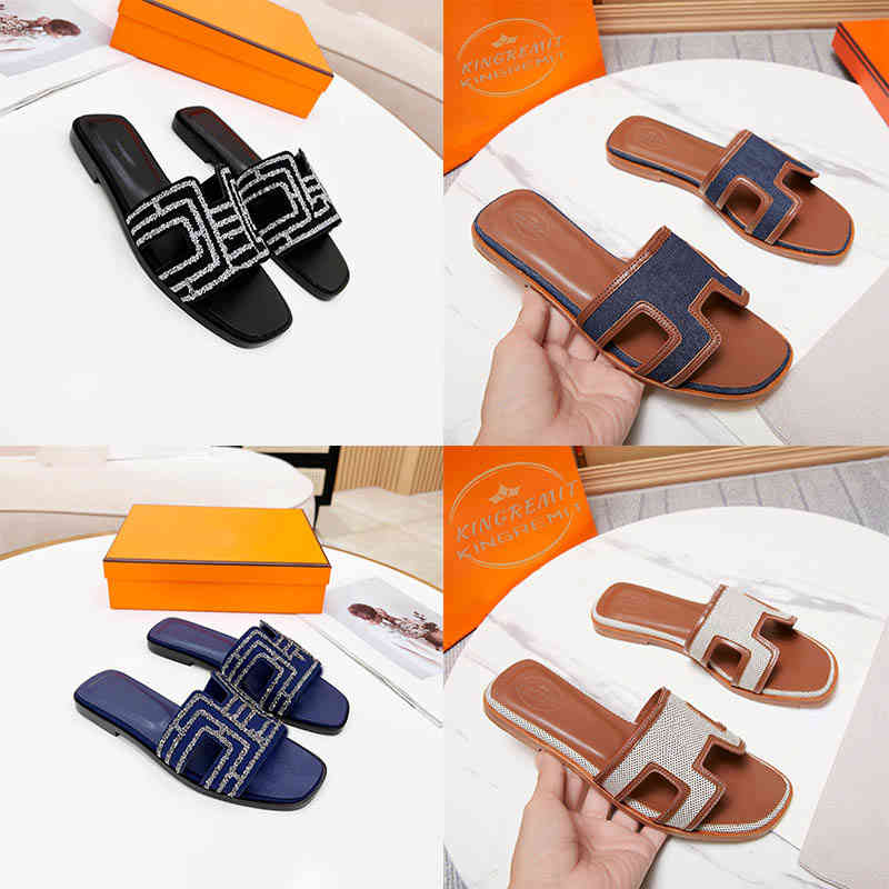 

Correct Newest Designer Sandals Oasis Slippers Classic Flat Woman Flip Flops Suede Leather Oran Slides Exquisite Ladies Party Shoes Large Size, Color7