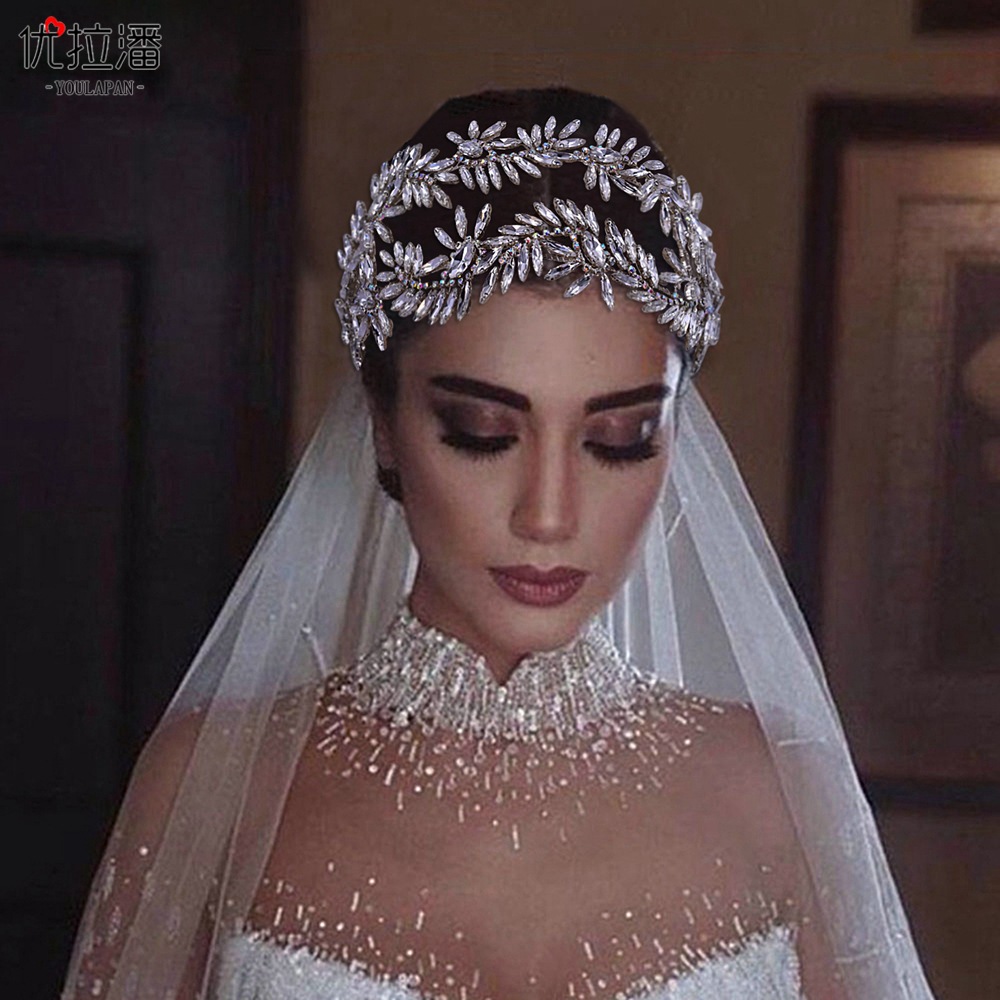 Two Stands Diamond Wedding Tiara Baroque Crystal Bridal Headwear Crown Rhinestone with Wedding Jewelry Hair Accessories Bridal Crowns Headpieces HP407