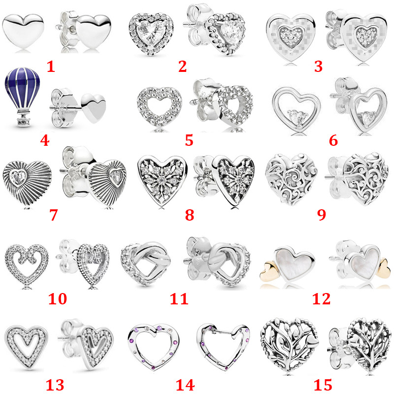

Pandora Elevated Heart Stud Earring Knotted Fan Captured Hearts Pandora Style Earrings 925 Sterling Silver brincos Jewelry