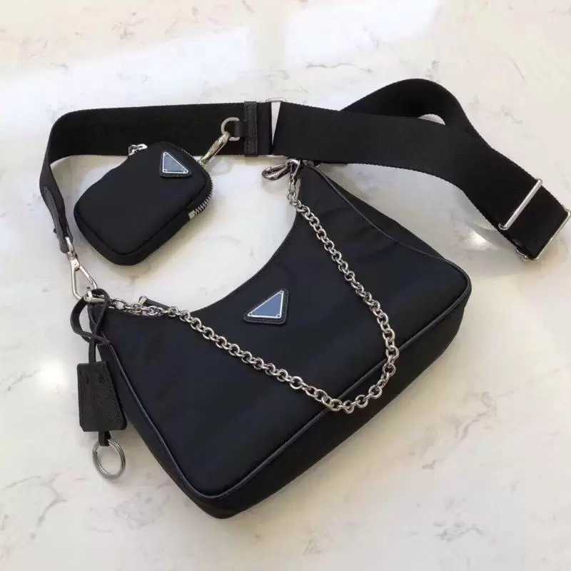 

fashionRe-Edition 2005 Nylon Shoulder Bags high quality nylon Handbags Bestselling wallet women luxurys brand crossbody bag Hobo purses, Black