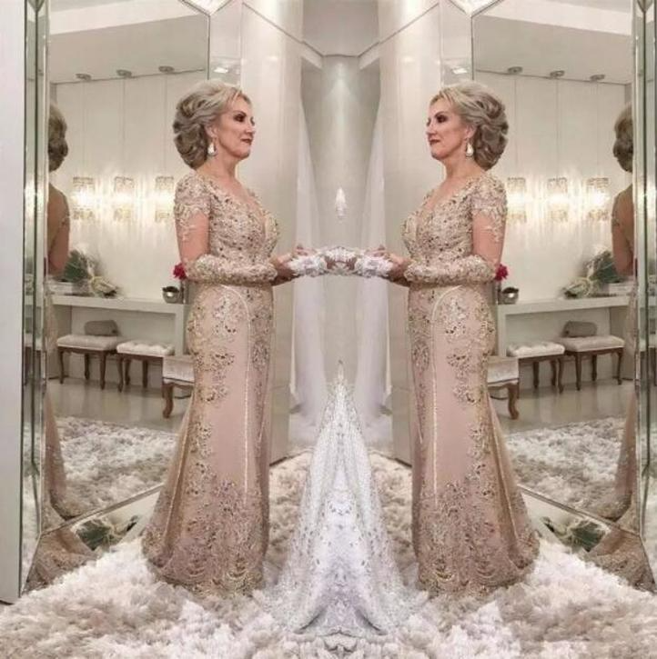 Mère de la mariée Robes 2022 Une ligne à manches longues et à manches longues Généralités de mariage en soirée robe de fête plus taille sur mesur