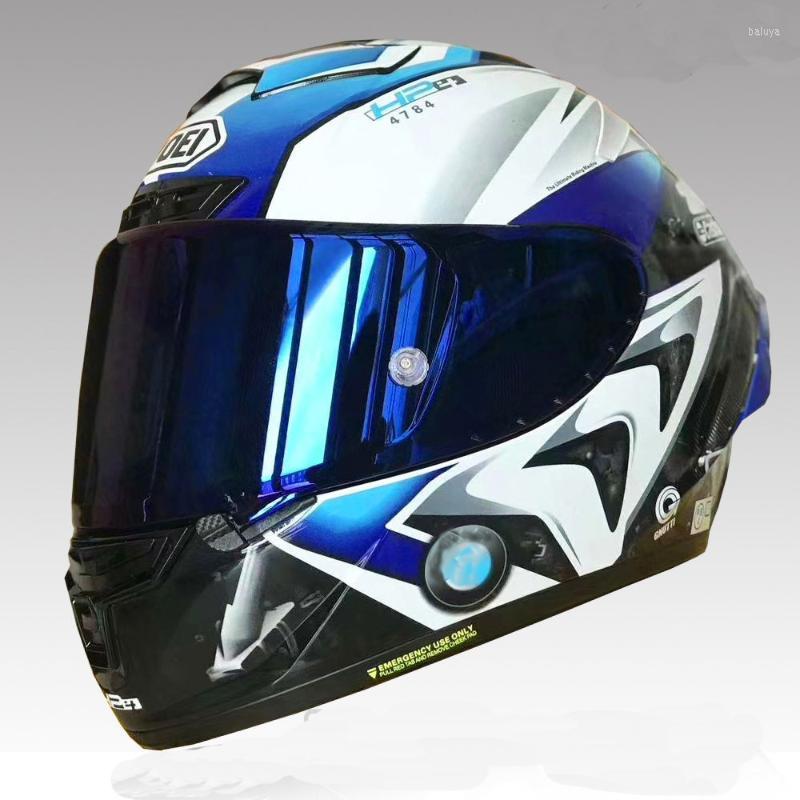 Casques de moto sécurité simple Len blanc bleu casque intégral X14 équitation Motocross course moto casque moto