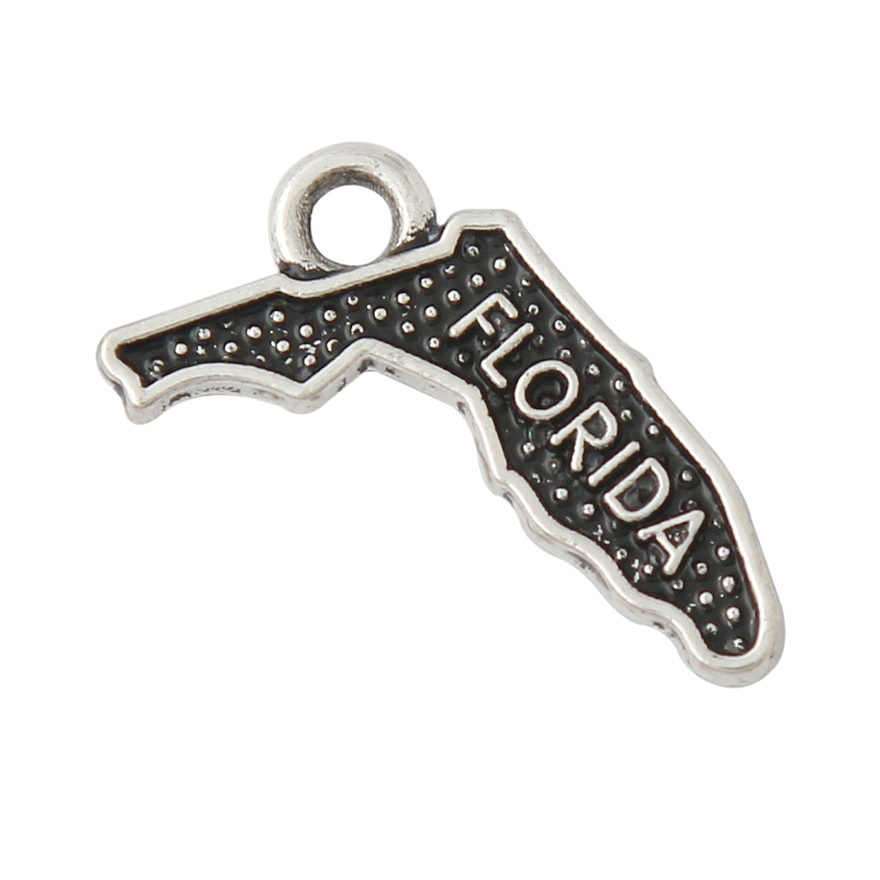 

Wholesale 50pcs American State Of Florida Map Charms Vintage Alloy US Map Letter Pendants AAC058