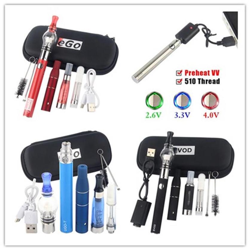 

4 in 1 Starter Kits eGo 510 Vape Battery EVOD Dab Pens Dry Herb Vaporizer Wax Oil Vapes CE3 Cartridges All in One261b2923, Multi color