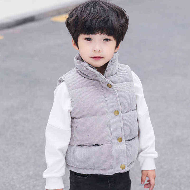

Boy Girl Clothes Autumn Winter Warm Jacket Vest Corduroy Fabric Stand-Up Collar Thick Korean Fashion Quality Children clothes J220718, Photo color