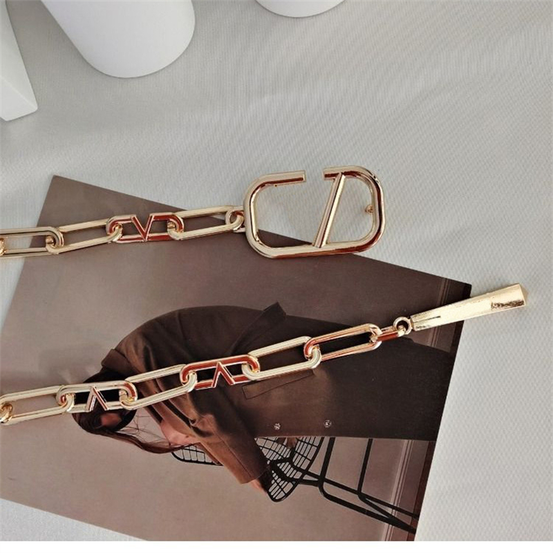 

Metal Chain Belt Letter Belts Women Fashion Versatile Light Luxury Waist Chains Men Designer Belt, Free