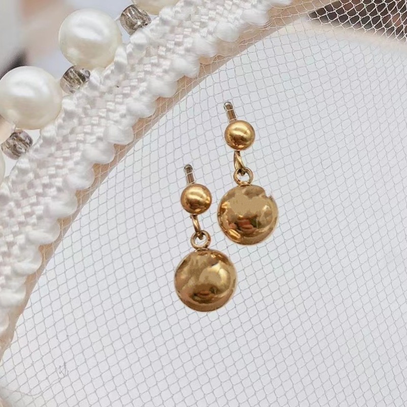 

2022 newest design High polished Hyperbole ball dangle Girl lady 316L stainless steel long big tassel Earring Women hoop Earrings Fashion Jewelry wholesale