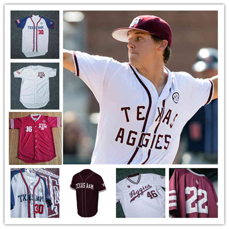 

Xflsp Texas A&M Aggies Baseball Jersey Jonathan Childress Mason Ornelas Joseph Menefee Alex Magers Chris Farrell Trevor Will Johnston Wyatt, 2017 cream