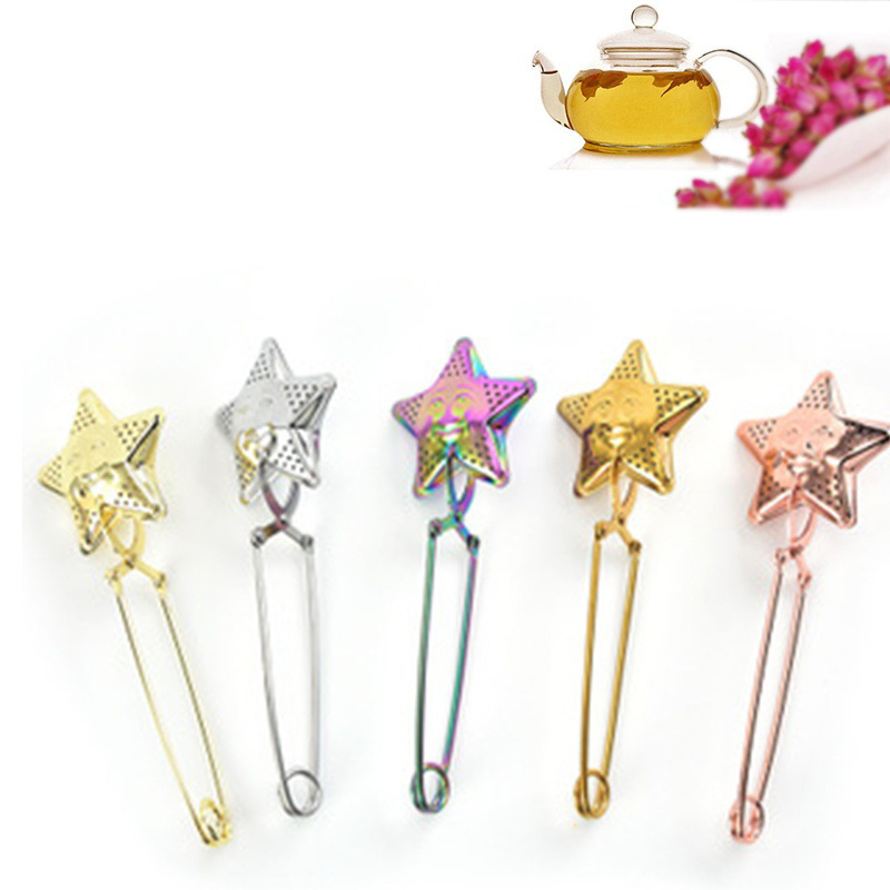 

Tea Infuser Ball Tools Stainless Steel Long Grip Spoon Star Shaped Diffuser Loose Leaf Tea Filter Herbal Strainer XBJK2204