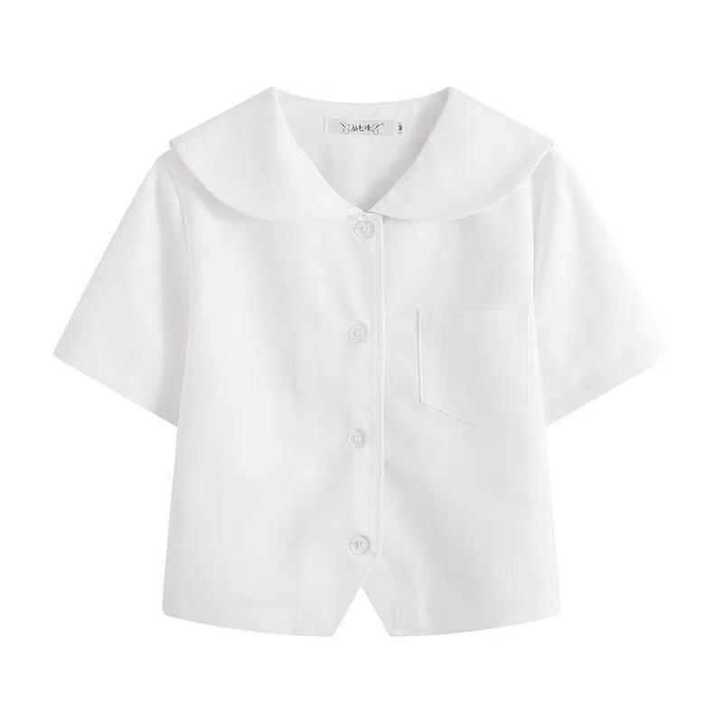 

Clothing Sets Japanese School Uniform For Girls Short Sleeve White Shirt Dress Jk Sailor Suit Tops Cute Pocket Embroidery Work UniformsCloth