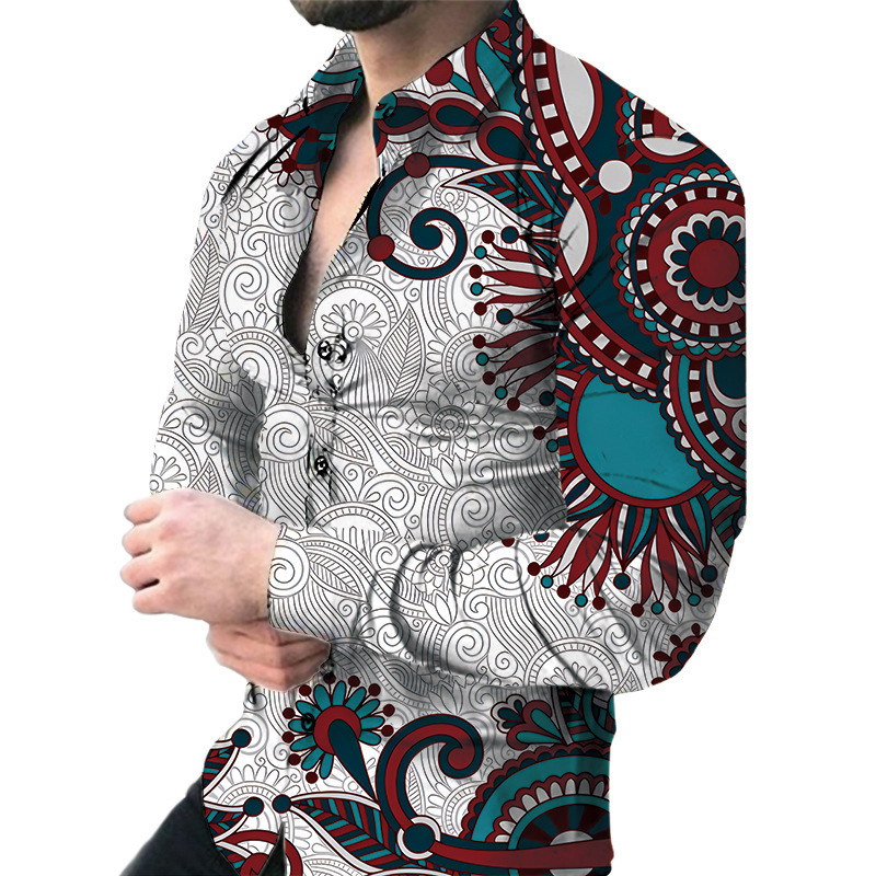 

Spring Shirt Men' Printed Shirt Men' Cardigan Long Sleeved Shirt Men, 133