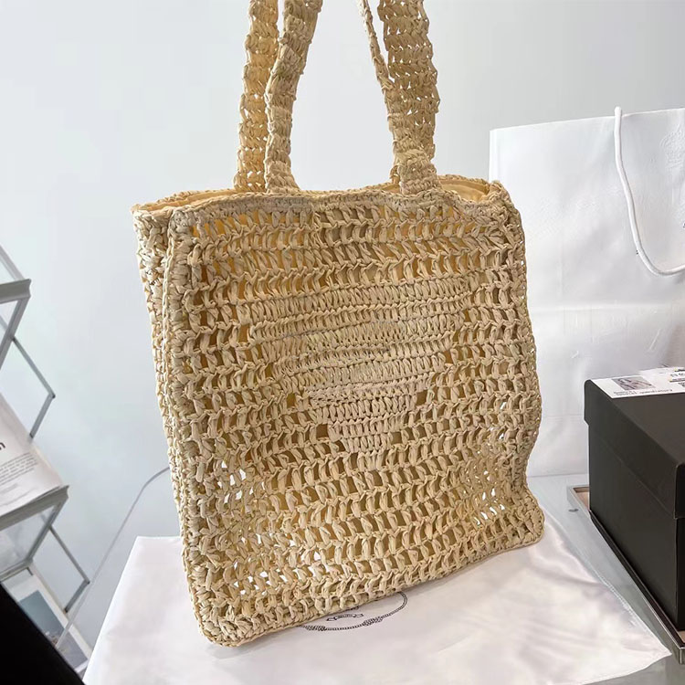 

Summer straw bags Hollow Out Knitting bag Girls shoppper Designer shoulder bag Five colors, White