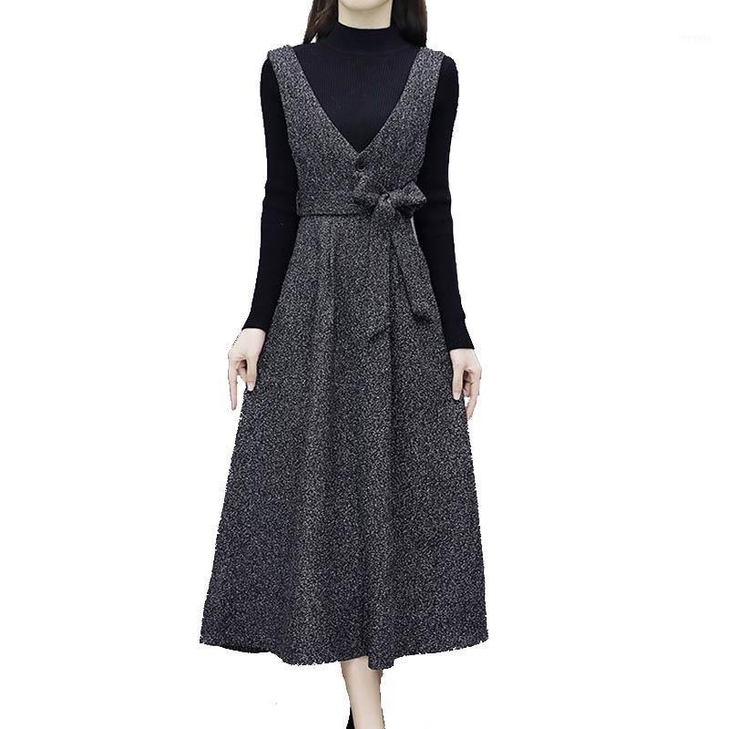 

Casual Dresses Autumn Winter Nizi Long Dress Female Clothes Korean Fashion Mother Sleeve Suit Plus Size Woolen Two-Piece Women, Photo color