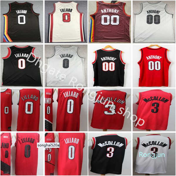 

Men Chepa Carmelo Anthony Jerseys 00 Basketball Damian Lillard 0 CJ McCollum 3 Red Black White Team Color Stitched Breathable Top Quality''nba''jersey