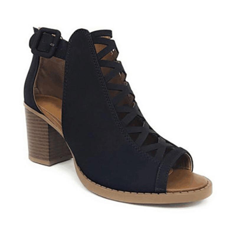 

Sandals Women Square Heel Peep Toe Hollow Out Chunky Gladiator With Strap Black Spring Summer Shoes, Beige