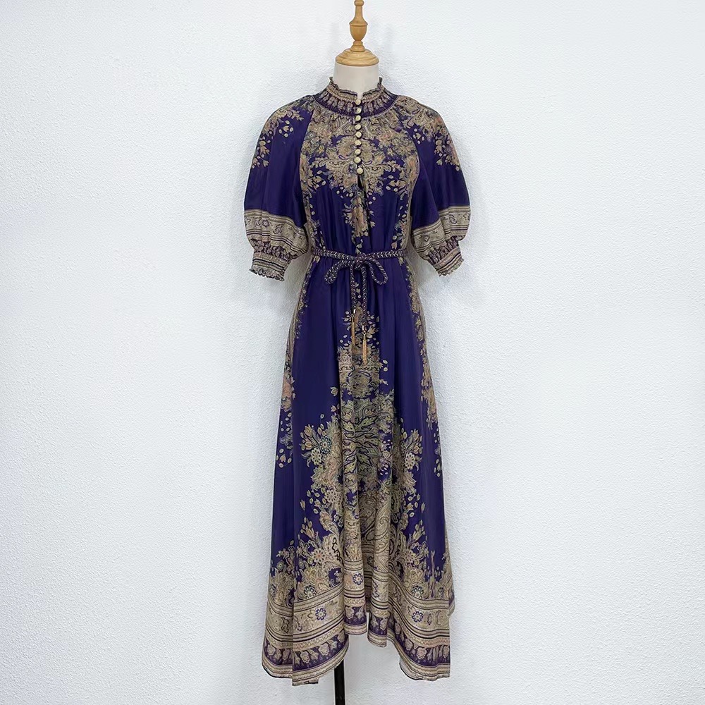 

2022 European fashion summer Australian Zim cotton print dress, Multi