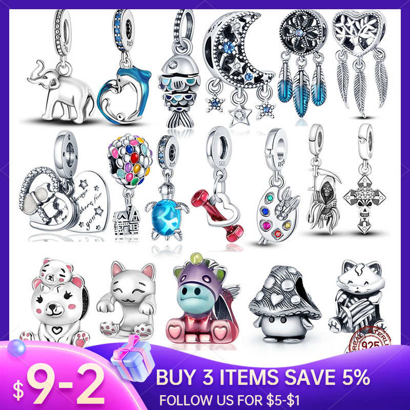 925 STERLING Silver Langle Charm Moon Stars Dreamcatcher Bead Fit Pandora Charms Bracelet Brican
