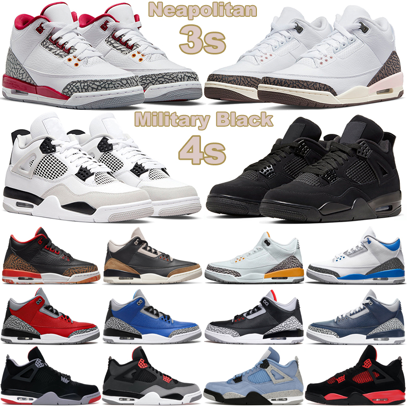 

3 3s Jumpman Basketball Shoes Men Women Neapolitan Muslin Cardinal Red Cool Grey 4 4s Military Black Cat White Oreo Mens Trainers Outdoor Sports Sneakers, 33
