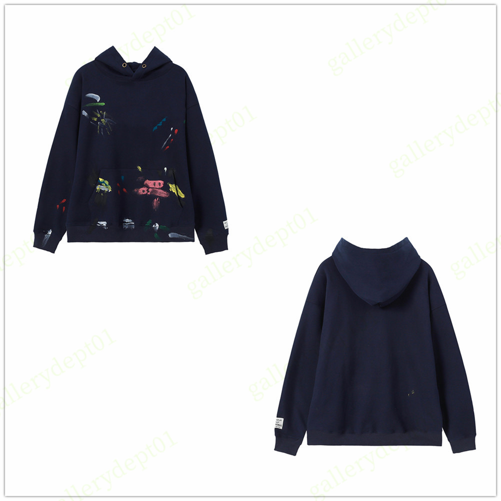 

oversized mens hoodies designer hoodie vintage drawn doodle ink splash sweatshirts bronzing letter sweaters hoody fleeces hip hop loose bronzing letters hoodys, 1pcs button