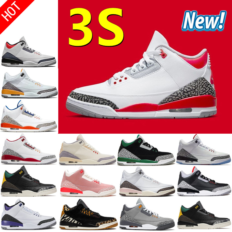 

New 3S Women Men III 3 Basketball Shoes Muslin Oreo White Cement Black Cat Slim Shady Cardinal Red Racer True Blue Varsity Royal Black Gold Orange Sneakers Trainers, Shoebox