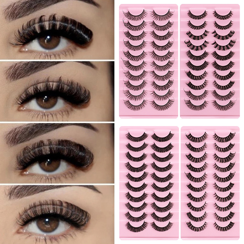 

10 Pairs False Eyelashes Russia D Plus Curl Volumes Lashes in Bulk Reusable Fluffy Fake Lashes