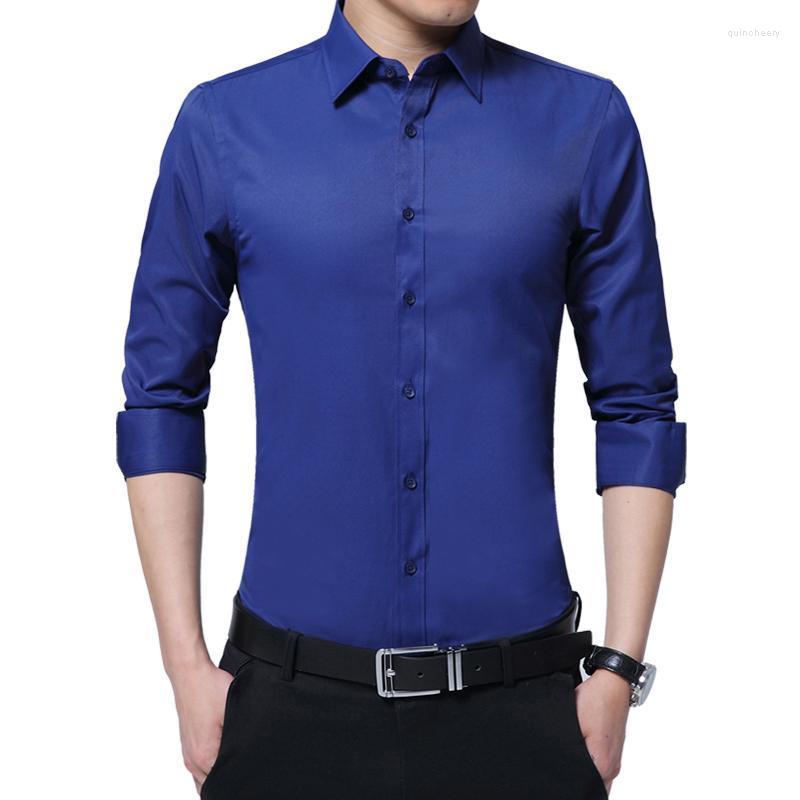 

Men's Dress Shirts Casuall Men Shirt Brand Business Fashion Good Quality Solid Man Slim Fit Clothes Mens ShirtsMen's Quin22, Black