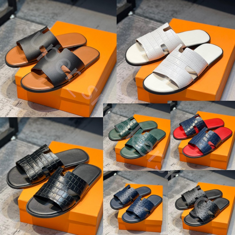 

Fashion Paris Slides Designer Men Slipper Heritage Calfskin Sandals High Quality Izmir Flip Flop Man Large Size Mule with box 39-45, 11