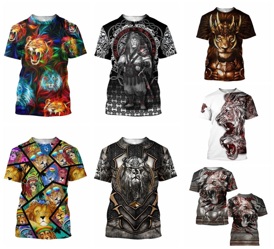 

Men's T-Shirts Kaseetop Summer Hipster Men T-shirt White Lion Tattoo 3D All Over Printed Harajuku Short Sleeve T Shirt Unisex Casual Tops T1, White;black
