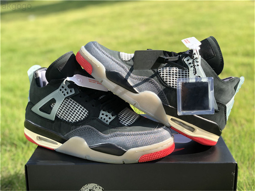 

Top New Off Authentic 4 Bred SP WMNS Sail 4S Man Basketball Shoes Muslin White Black Zapatos Sneakers Sports With Original Box