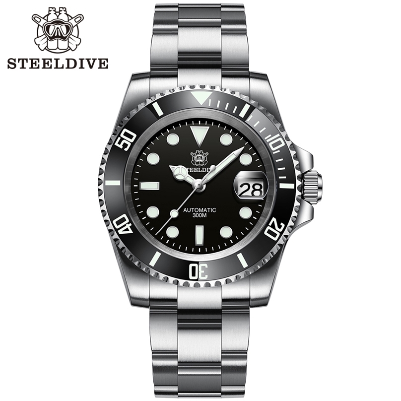 

SD1953 Black Ceramic Bezel 41mm Steeldive 30ATM Water Resistant NH35 Automatic Mens Dive Watch Reloj 220526, 53hh-ss black
