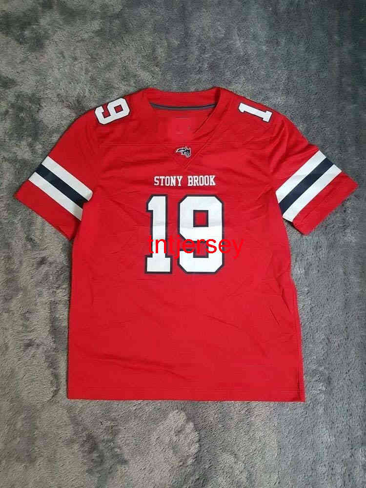 Mit Cheap cusm Hombres Sny Brook Seawolves Jersey # 19 Rojo HOMBRES MUJERES JÓVENES puntada agregue cualquier número de nombre XS-5XL