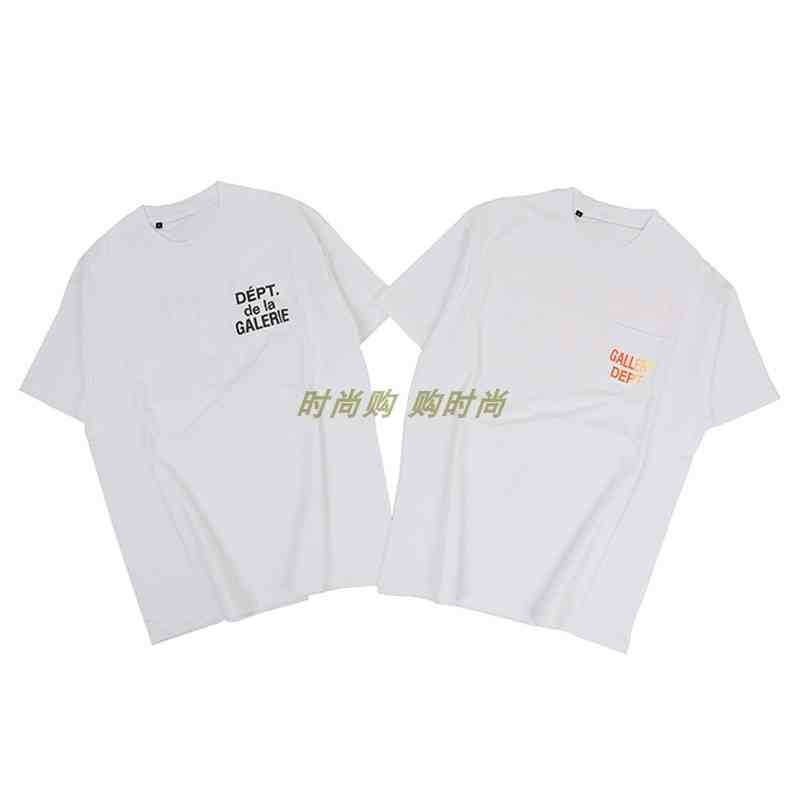 

Galery / dept colorful gradient letter pocket loose round neck Casual Short Sleeve T-Shirt, White