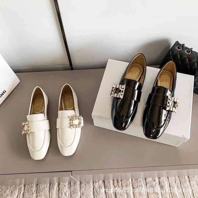 Sandales à l'automne de, Boucle carrée de RV One Foot Chaussures Simple Femme Ronde Tête Head Hear Diamant Plat Fond Lefu